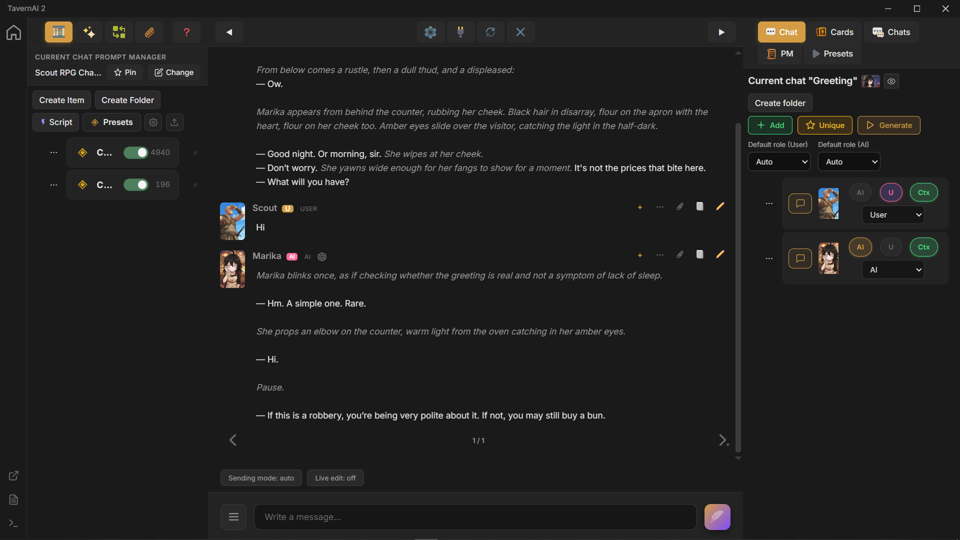 First message placeholder