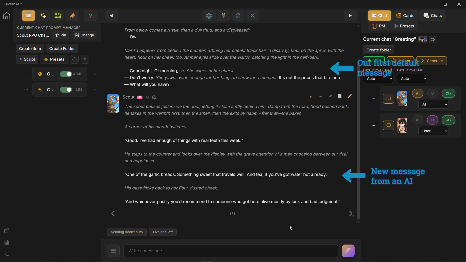 First message placeholder