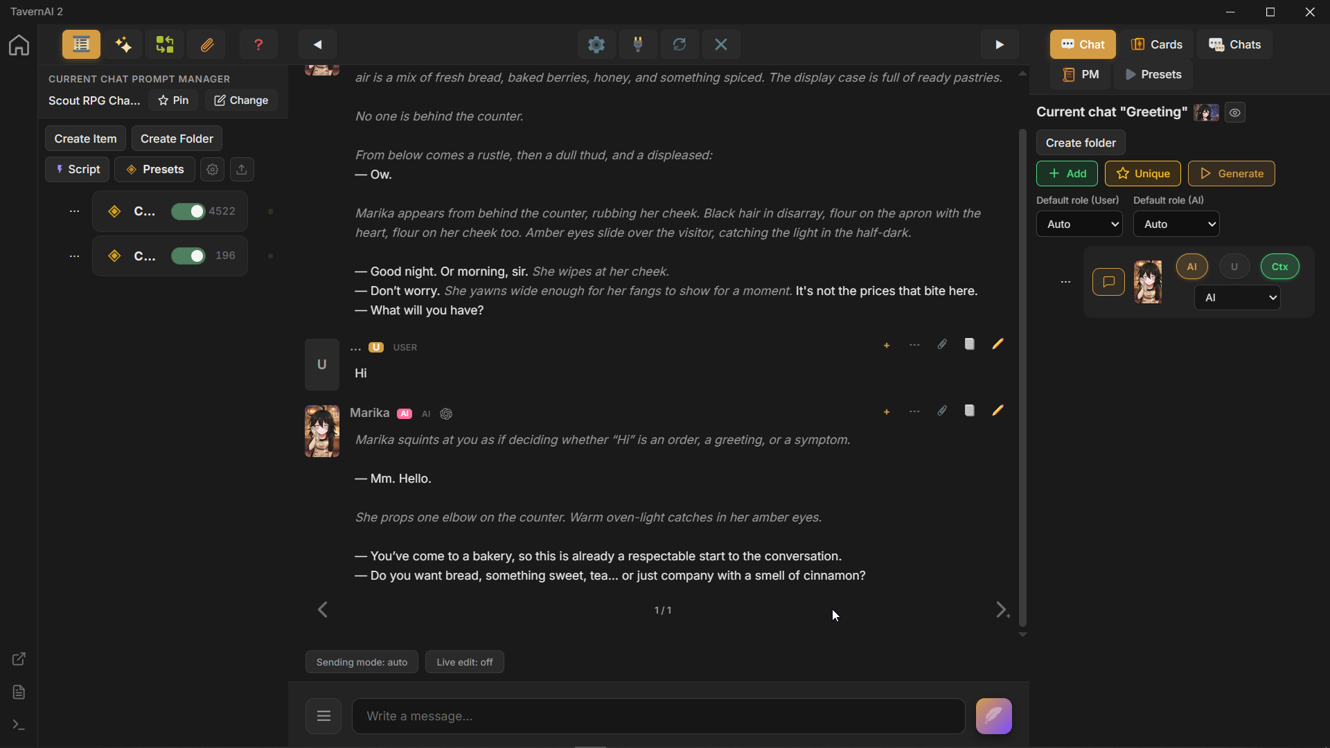 First message placeholder
