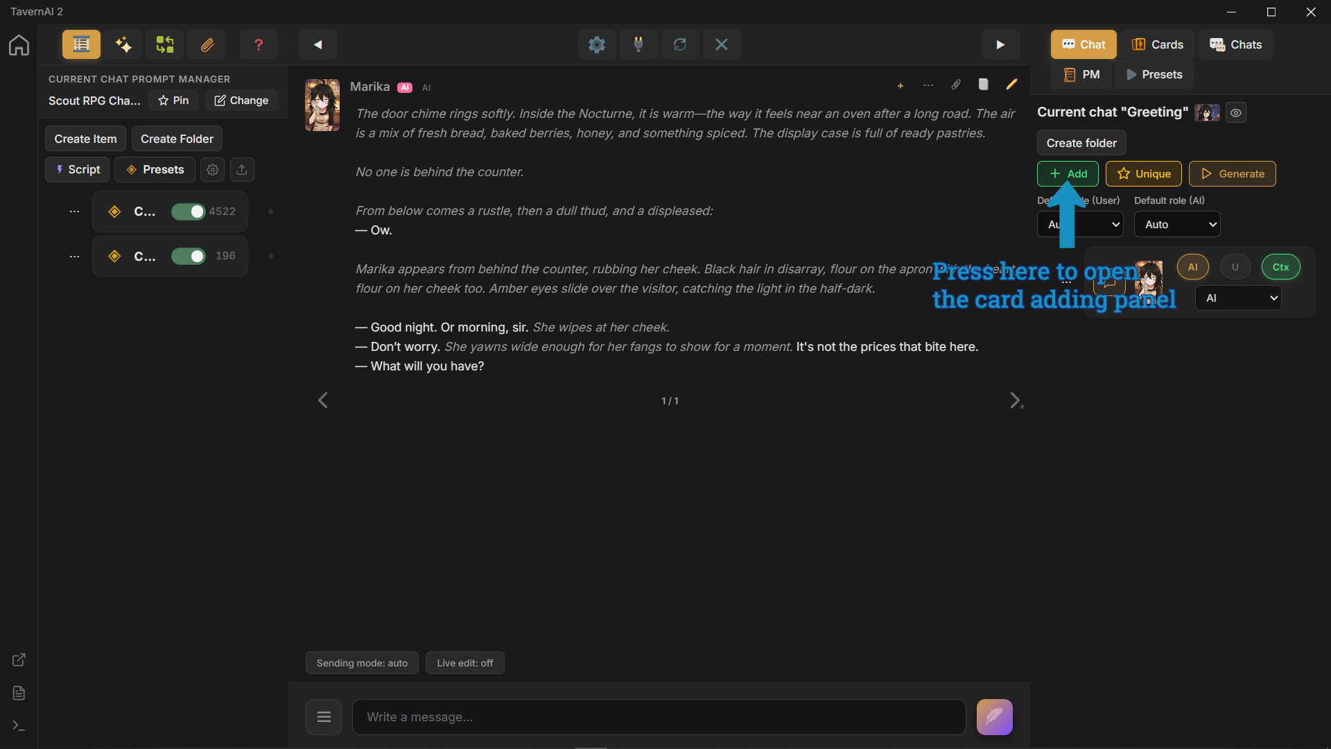 First message placeholder