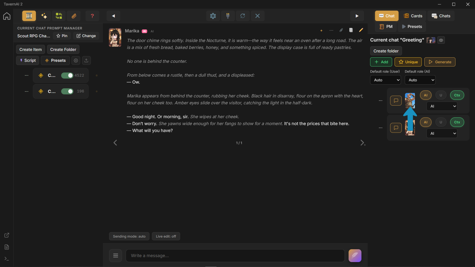 First message placeholder