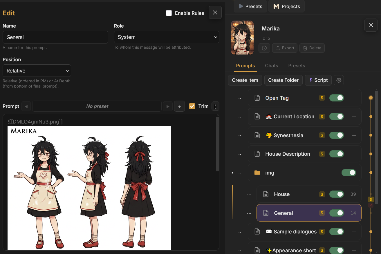 TavernAI Prompt Manager